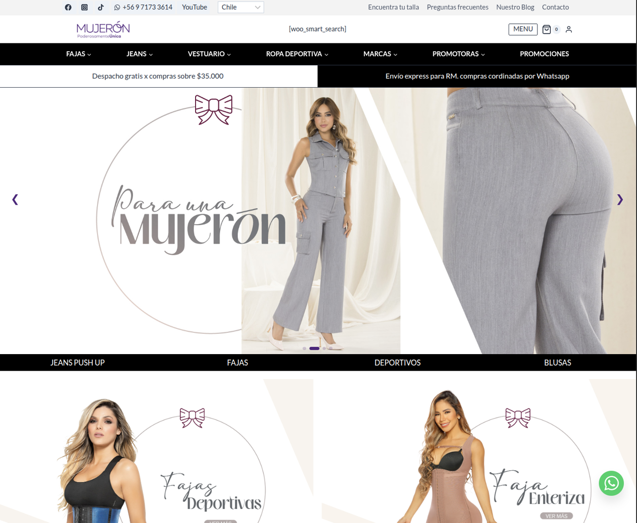 Mujeron - fashion e-commerce storefront in production